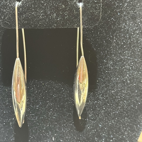 VINTAGE ART DECO STERLING SILVER LONG PIERCED EARRINGS - Picture 4 of 6